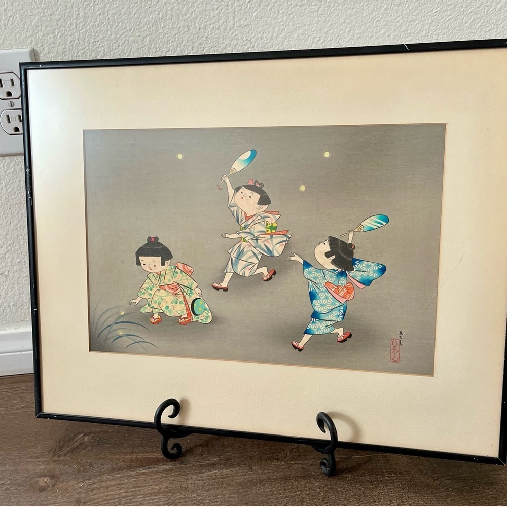 1950 Hitoshi Kiyohara Signed Wood Block Print Japanese Art 15/19 Inches Framed - Picture 10 of 11